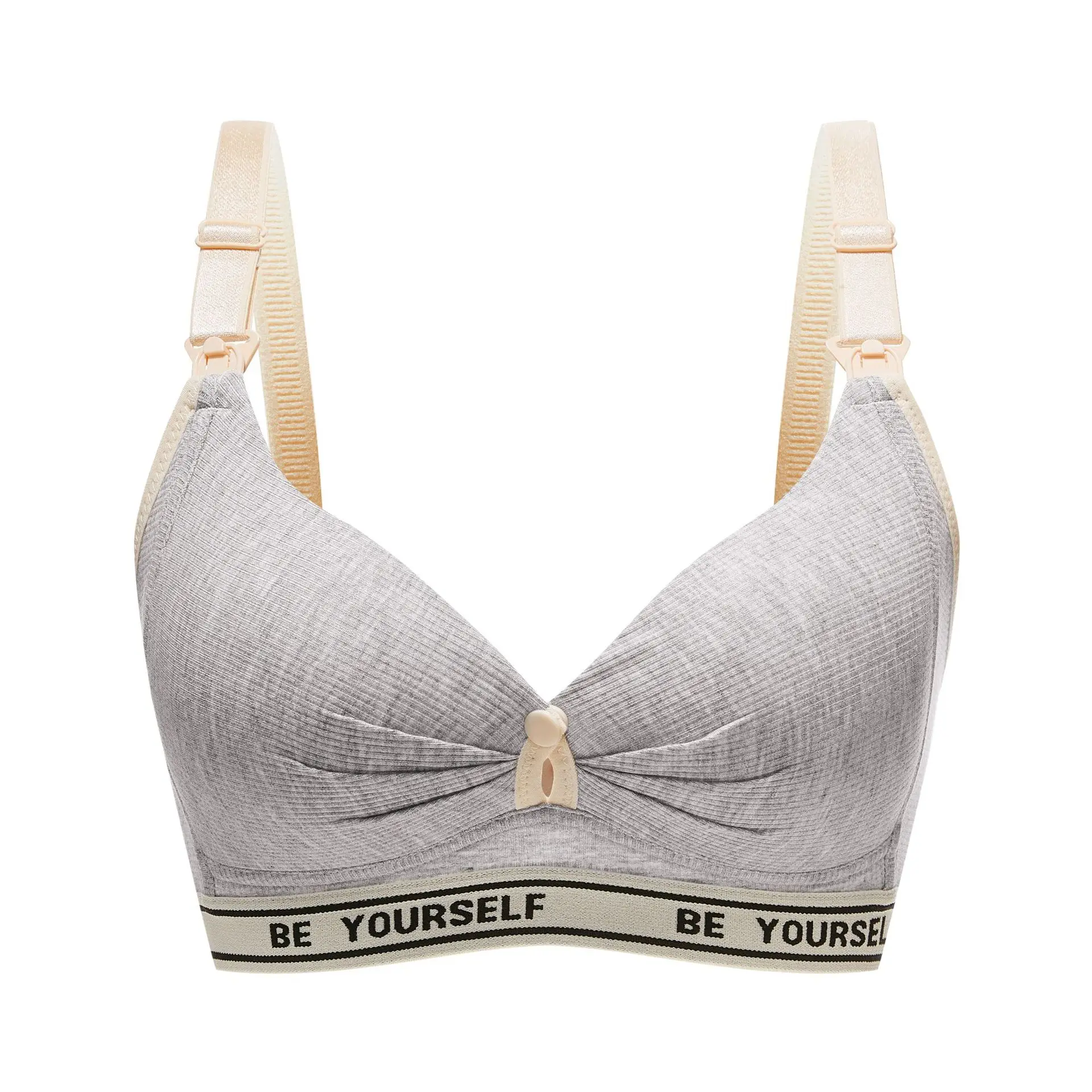 Postpartum Ladies Brassiere Nursing Bra Push-Up Anti-Sagging Small Bust Wireless Version Maternity Woman Bra Color Block Letter