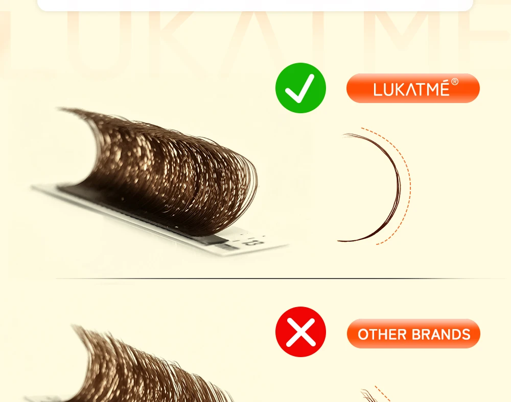 LUKATME 5D W-Form Braune Wimpernverlängerungen, Vorgefertigte Fächer, C/D/M-Kurve, Weiche Natürliche Volumen-Wimpern aus Kunstnerz 7-14mm für Verführerische Augen – Detail 6