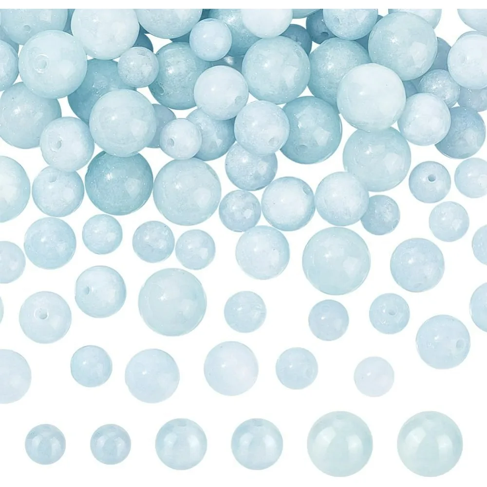 3 Sizes About 142 Pcs Natural Chalcedony Bead, 6-10mm Round Gemstone Beads Natural Stone Loose Beads Spacer Beads for Necklace