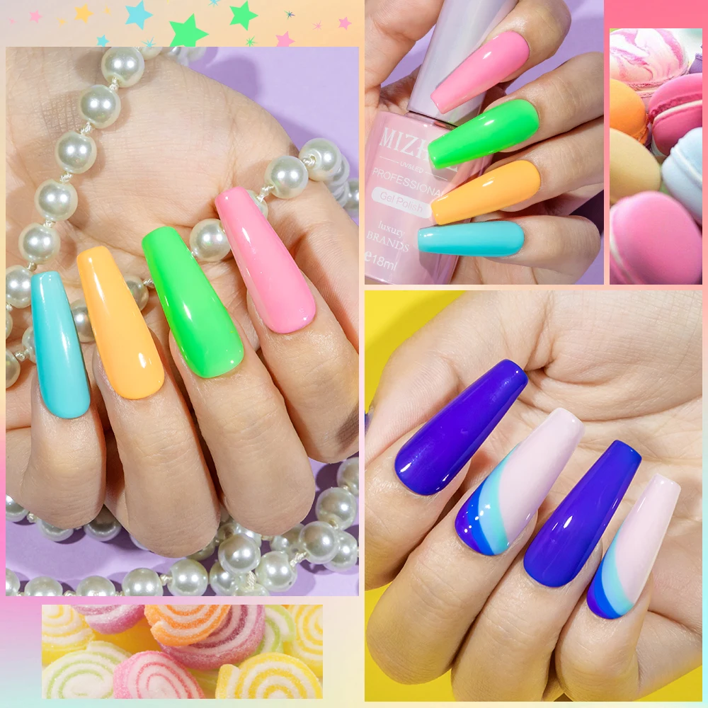 MIZHSE 18Ml เจลเล็บสีทาเล็บเจล Top Coat ชุด Soak-Off UV/LED เจล Lacquer ฐานยางเจล Lak เล็บ Art