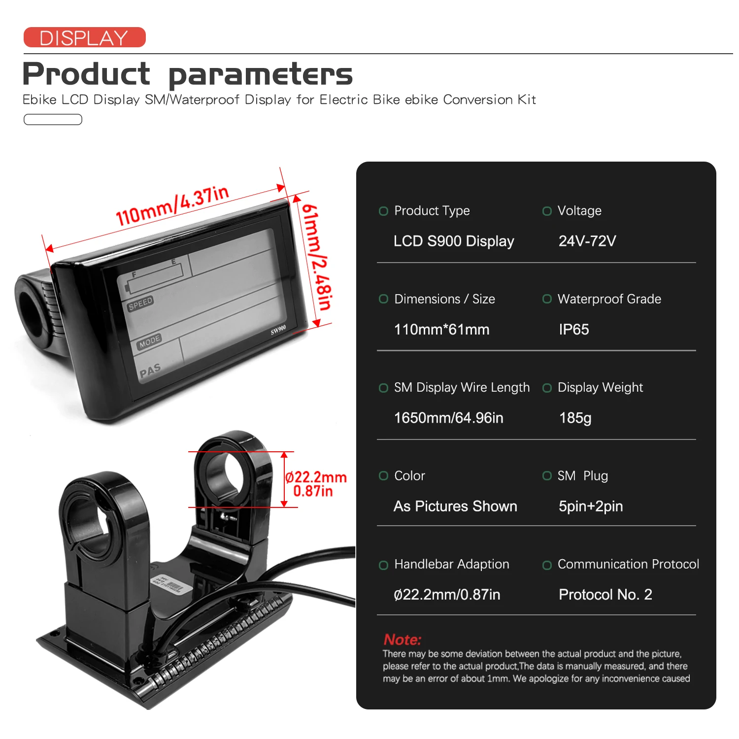 24v-36v-48v-72v-ebike-lcd-sw900-color-display-control-panel-5-2pin-sm-plug-for-uart-communication-protocol-electric-bike-scooter