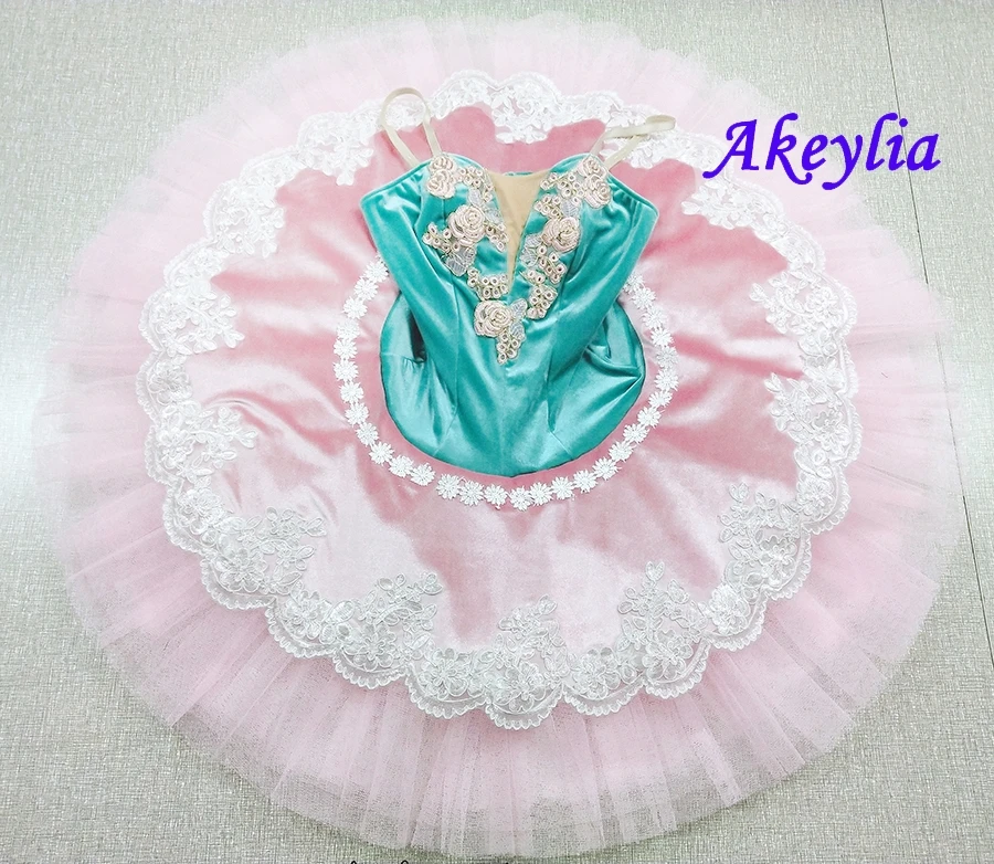 Pink green Fairy Doll Pancake Tutu girl Pre-Professional Ballet Platter Performance Classical Ballet Stage Costumes BLST19018