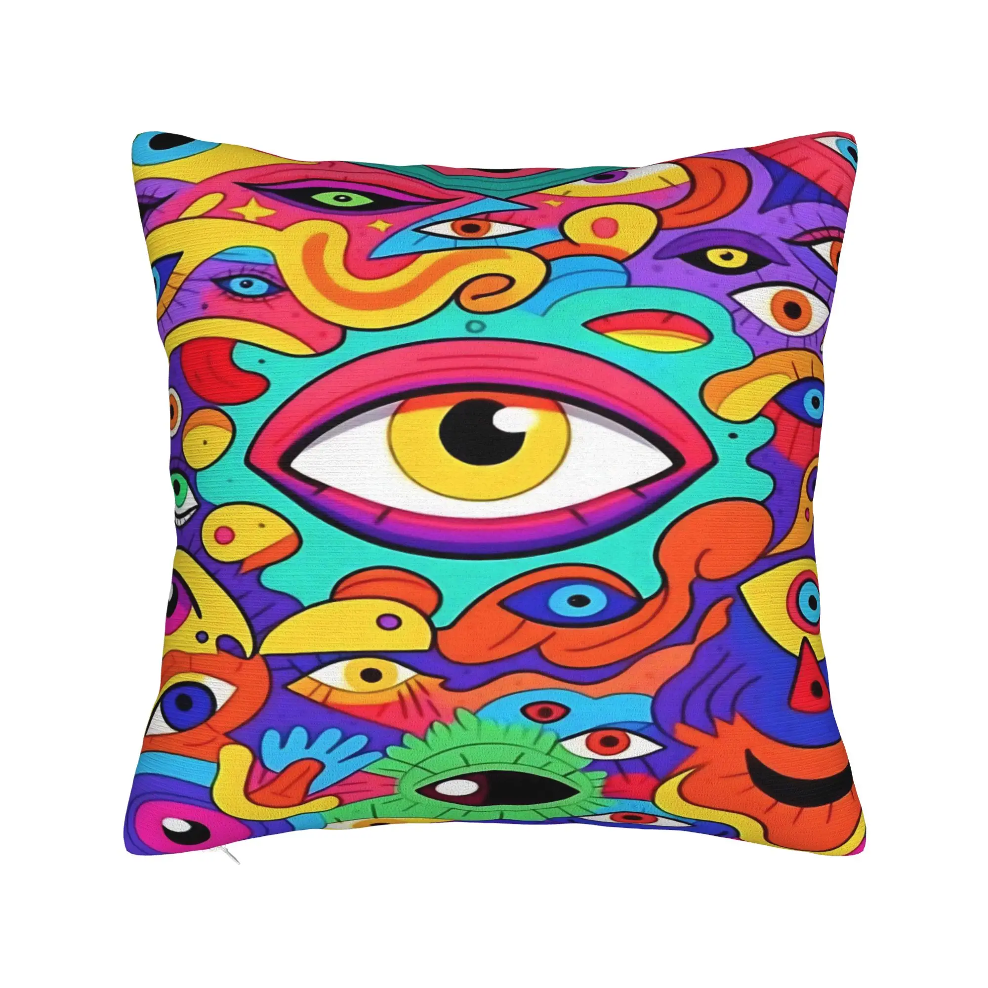 Psychedelic Graffiti Multi-Eyed  Pillow Case  Soft Pillow Cover For Sofa Home Decoration Morden Cushion Cover