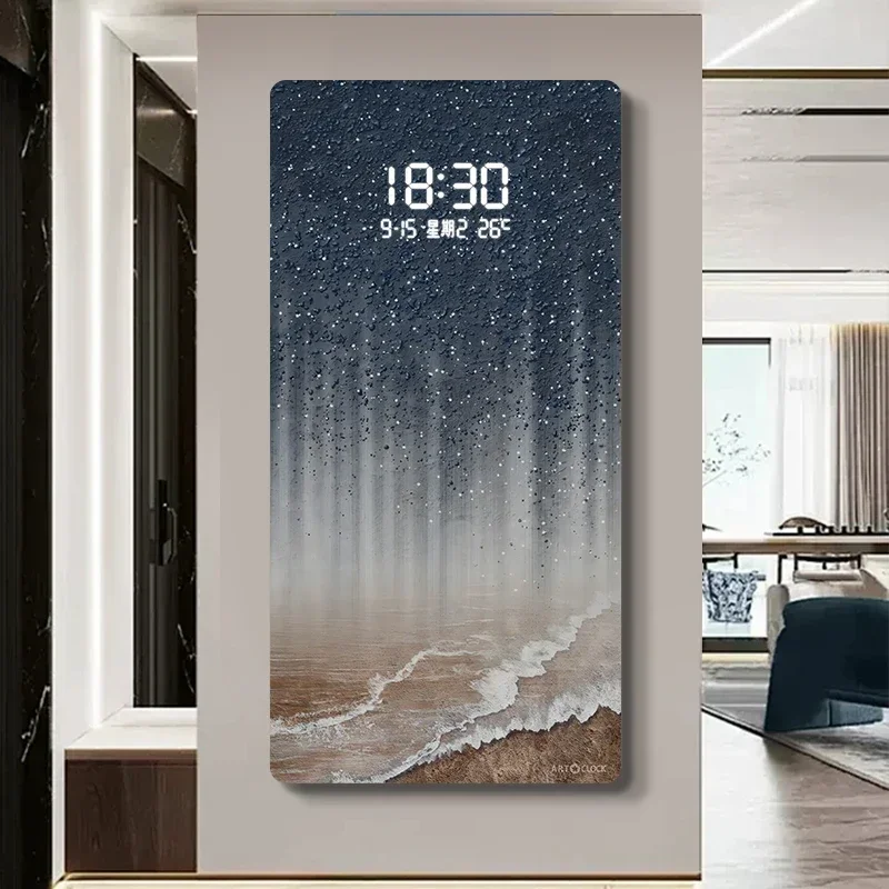 *Nordic Light Wall Clock Aesthetic Thermometer Date Digital Clock Bedroom Modern Reloj Pared Living Room Decoration