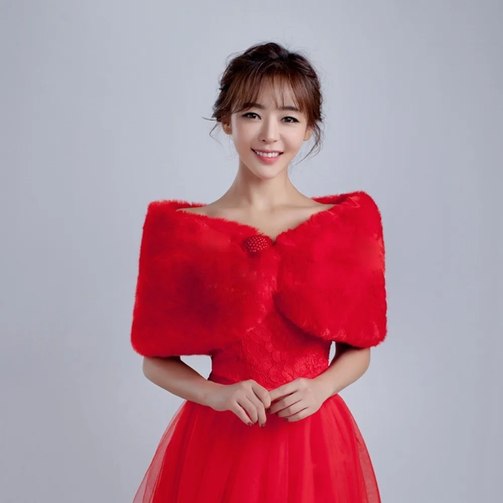 

Bride Shoulder Fake Collar Wedding Faux Fur Shawl Faux Fur Neck Wrap Plush Shawl Clothes Decoration Pearl Rabbit Fur Scarves