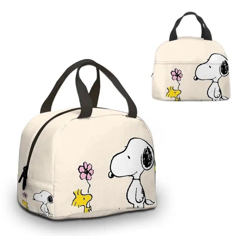

Hot Sales Cartoon Snoopyed Lunch Bag Anime Portable Children Meal Bag School Trip Lunch Picnic Dinner Cooler Food Meal Bag Gift
