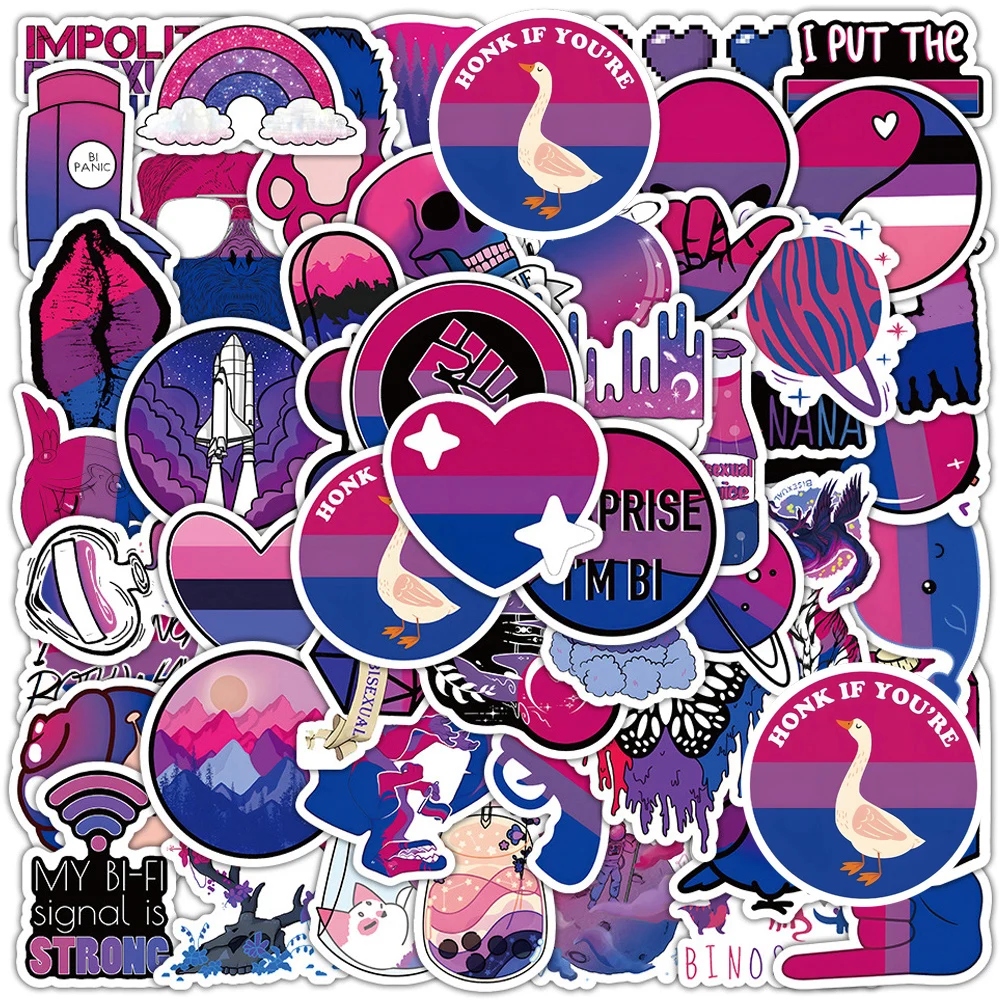 

10/30/60pcs Bisexual Pride Graffiti Stickers Cool Cartoon Decals Water Bottle Luggage Phone Waterproof Sticker Decoration Toys