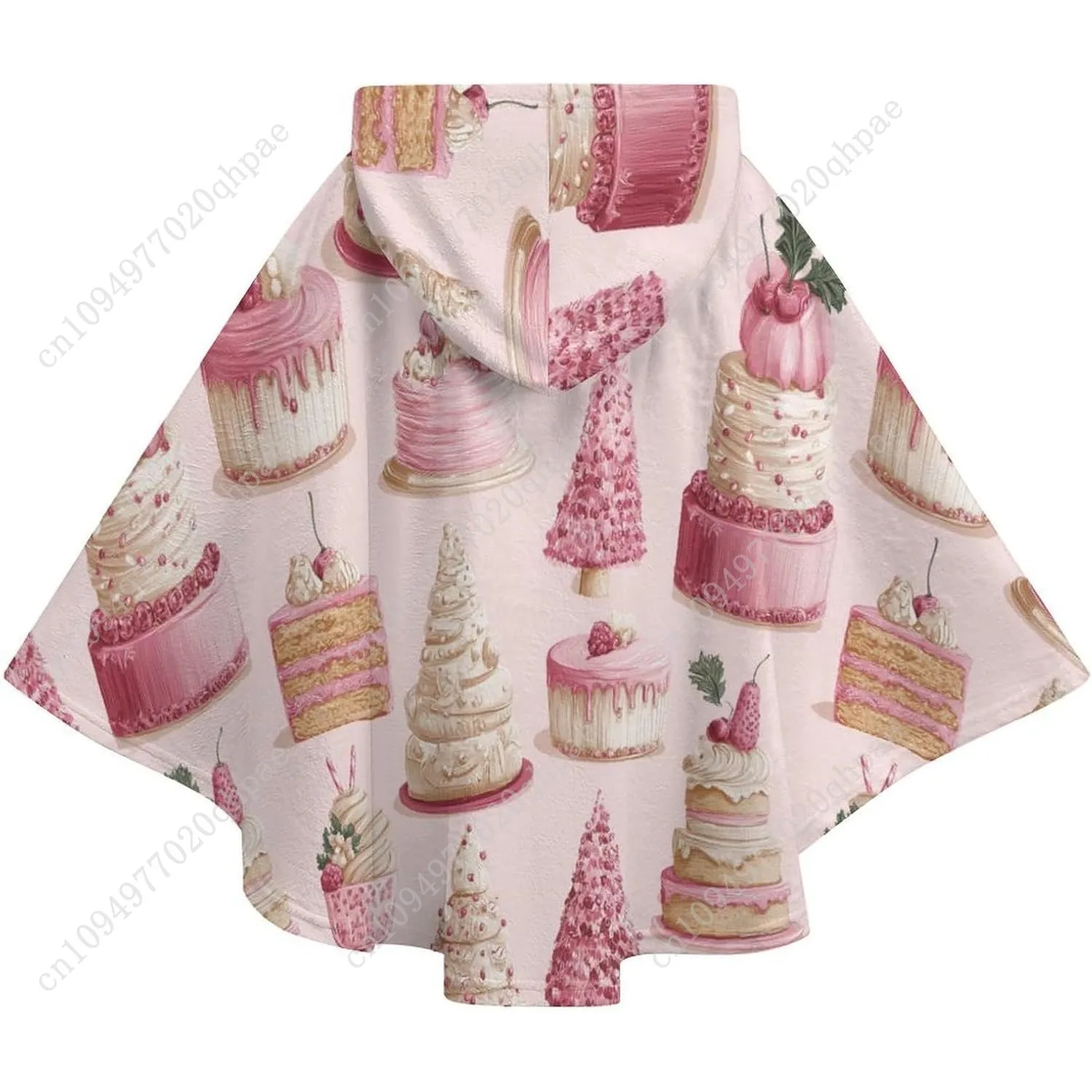 سترة بطانية مريحة من الفلانيل، هوديي كبير الحجم على شكل كعكة عيد الميلاد الوردية مع جيوب للأطفال والمراهقين #6