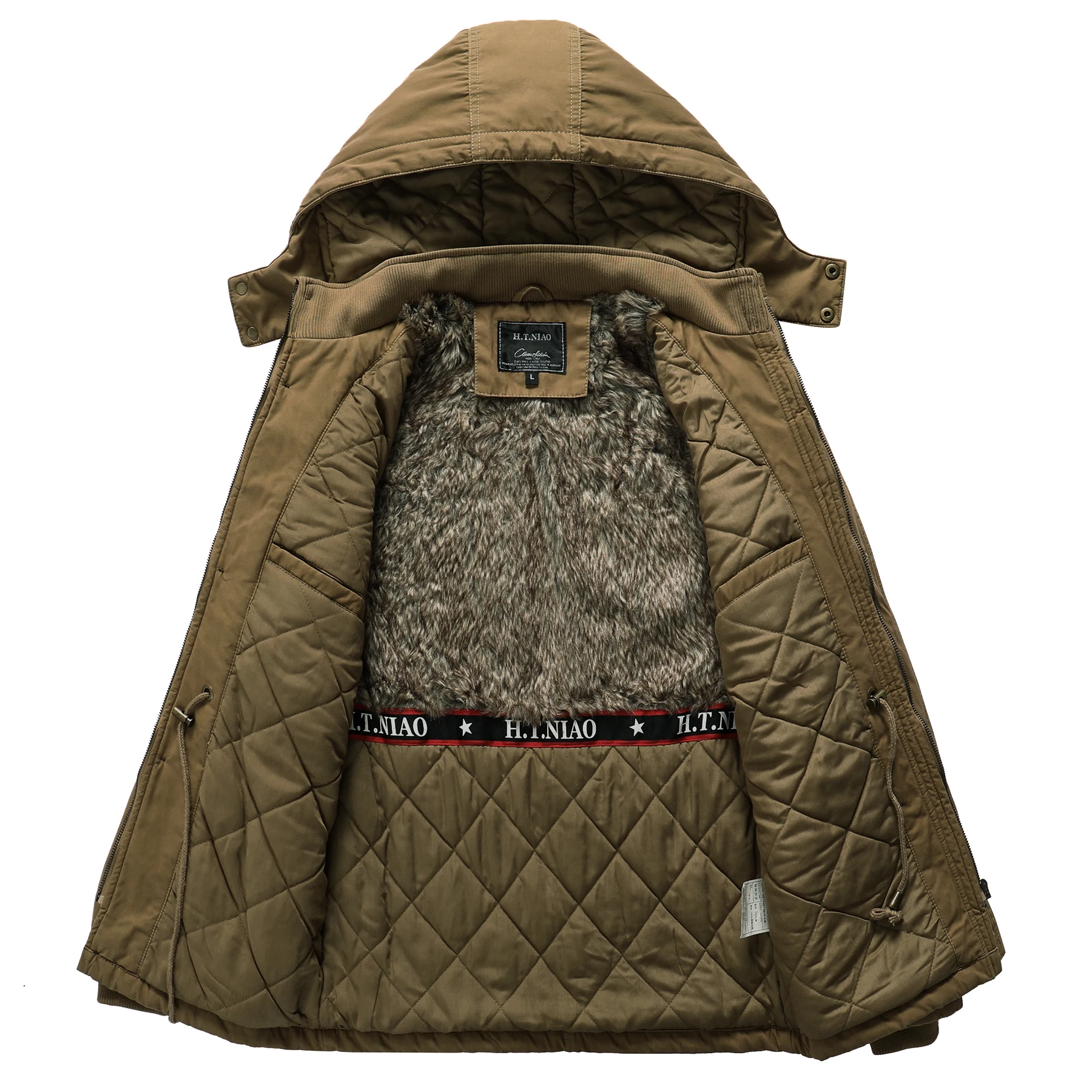 عالية الجودة جاكيت من الصوف الرجال الشتاء Vintage الدافئة سميكة مقنعين سترة 2024 التخييم الثلوج الباردة واقية جيب معطف ملابس للرجال