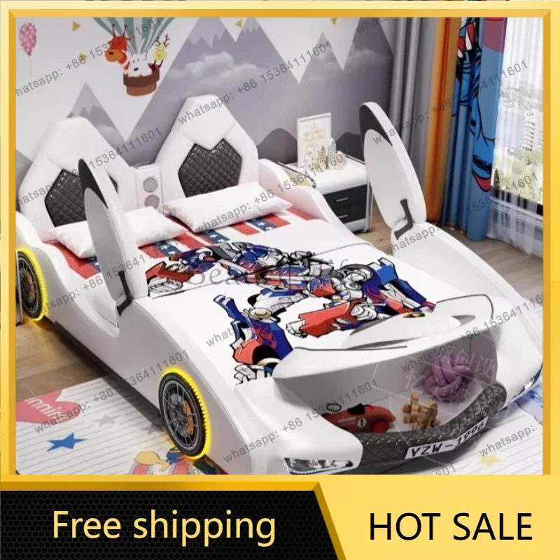 LS150x200cm Cartoon With Guardrail Bedroom Beds Modern Luxury Camas De Dormitorio Furniture Multifunctional Design Children Bed