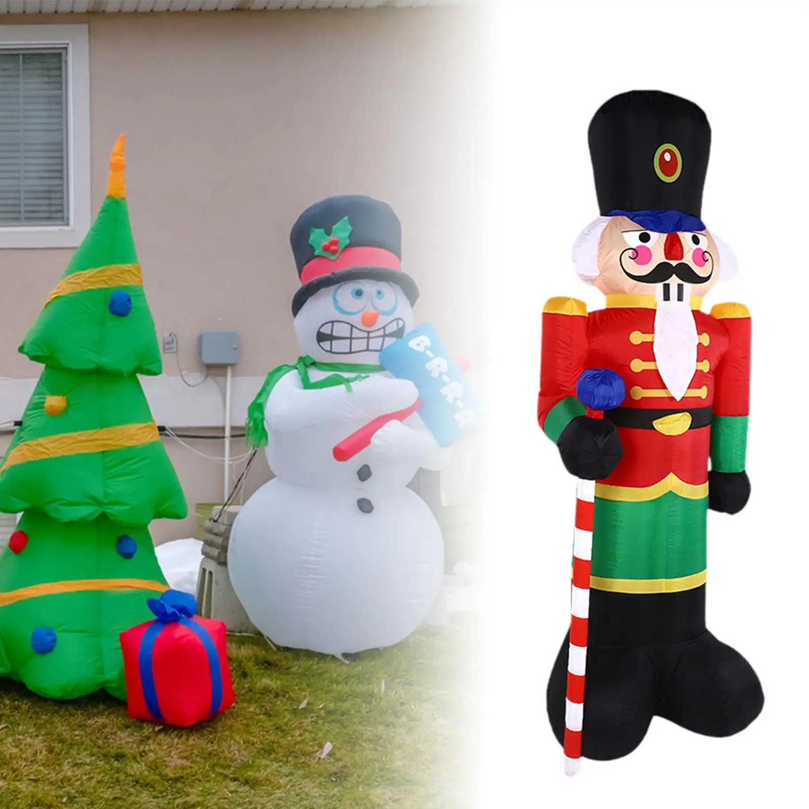 Christmas Inflatable Nutcracker Soldier with Built in Fan and Ropes Yard Ornament for Holiday Porch Patio Garden Kids Women Men