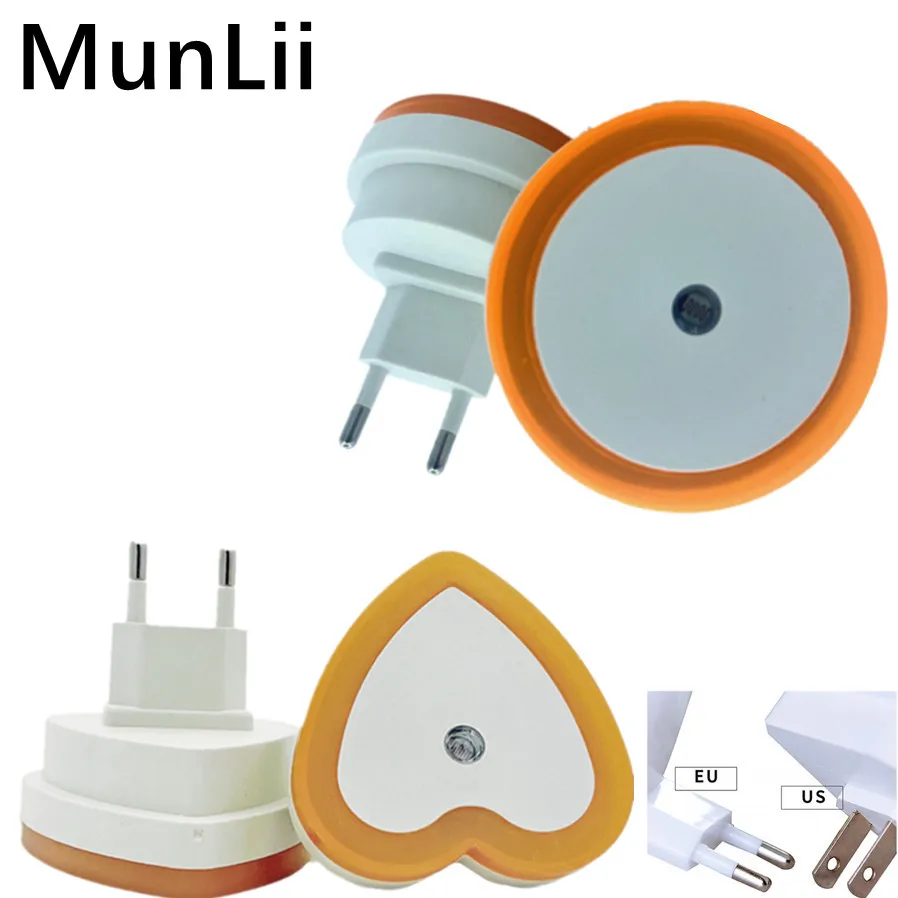 MunLii LED Night Light EU/US Plug in Dusk to Dawn Sensor Wall Nights Lamp Square for Bedroom Hallway Stairs Corridor 85V-265V