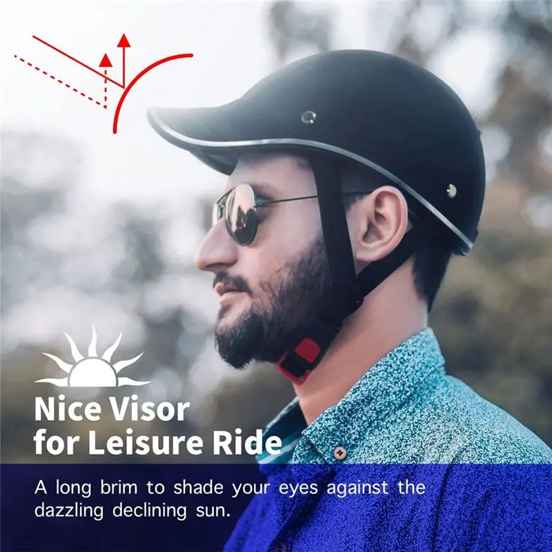 A73X-Baseball Cap Style Motorcycle Half Helmet Safety Hat Half Face Helmet Vintage Cap Safety Hard Hat Bicycle Helmet Cap