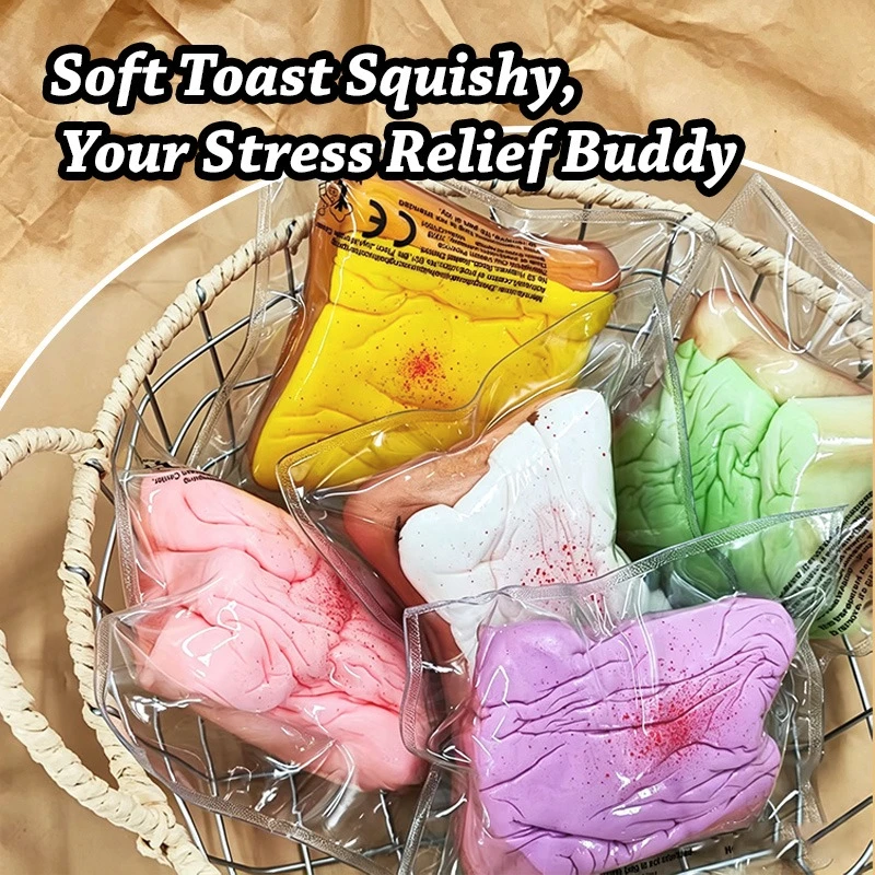 HefengCL Colorful Toast PU Squishy Toy Soft Slow Rising Stress Relief Squeeze Toy Random Colors Kids Birthday Party Holiday Gift