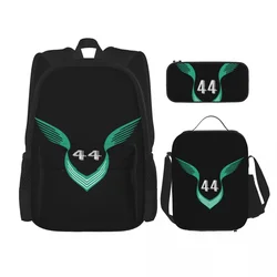 Lewis Hamilton 44 F1 Backpacks Boys Girls Bookbag Children School Bags Cartoon Kids Rucksack Lunch Bag Pen Bag Three-Piece Set