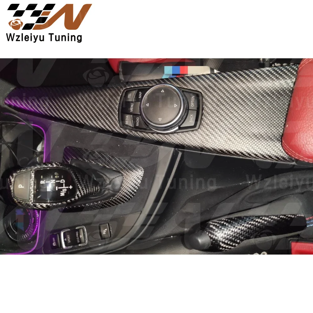 OEM Style Dry Carbon Fiber Center Console Interior Trim 10 PCS Fit For BMW F30 F35 GT 3 Series 4 Series High Quality Fitment