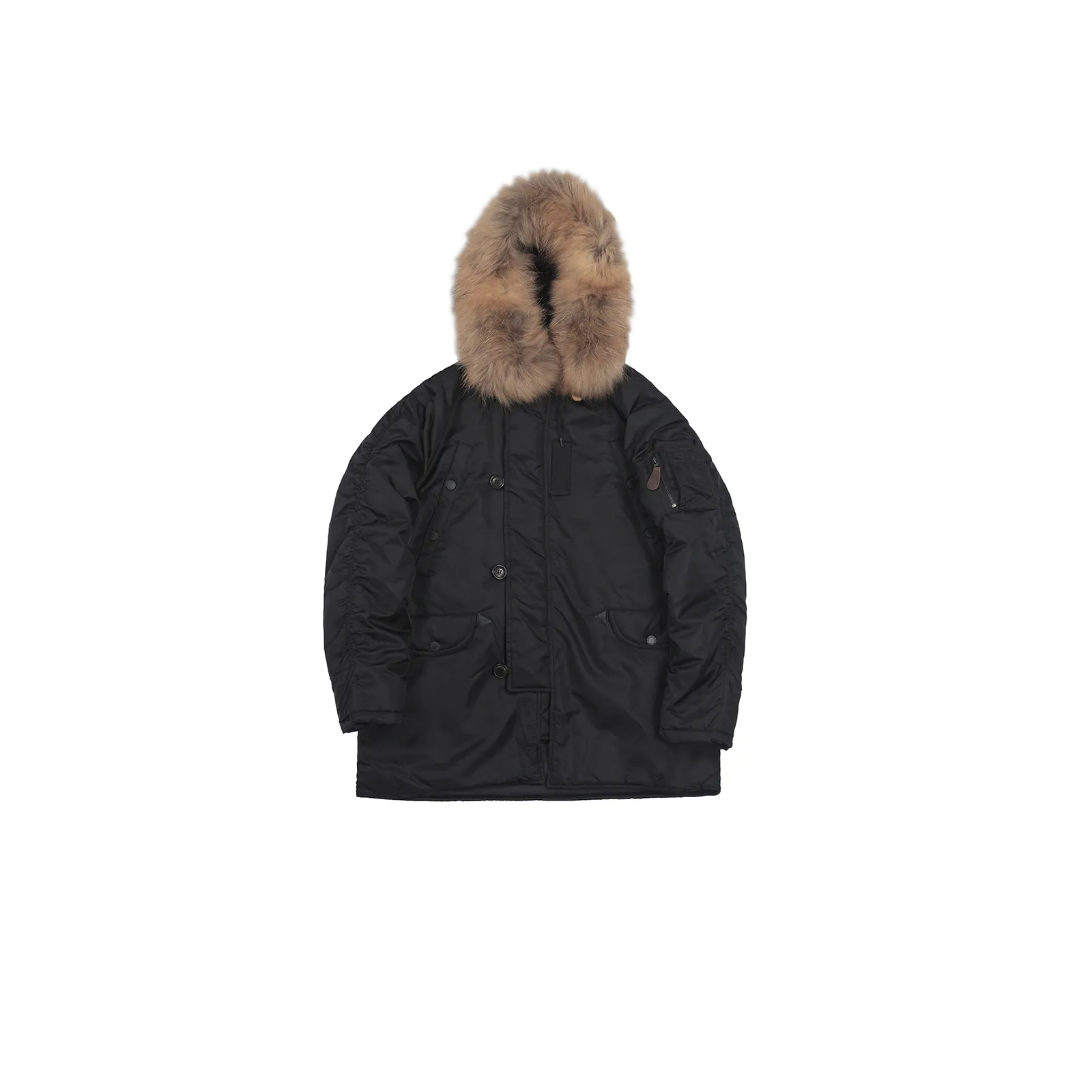 N3B Parka Mid Long Hooded Katoenen Parka Vliegjas Warme Winterjas Afneembare Wasbeerbontkraag