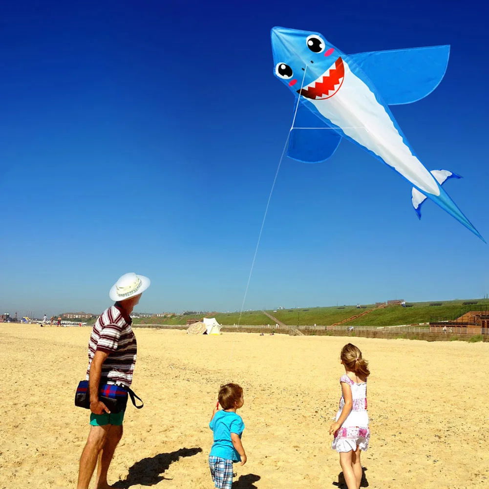 Large Shark Shaped Kite Easy To Fly Primary Stunt Kite with Wire Board Marine Animal Kite Enhance Coordination for Boys Girls