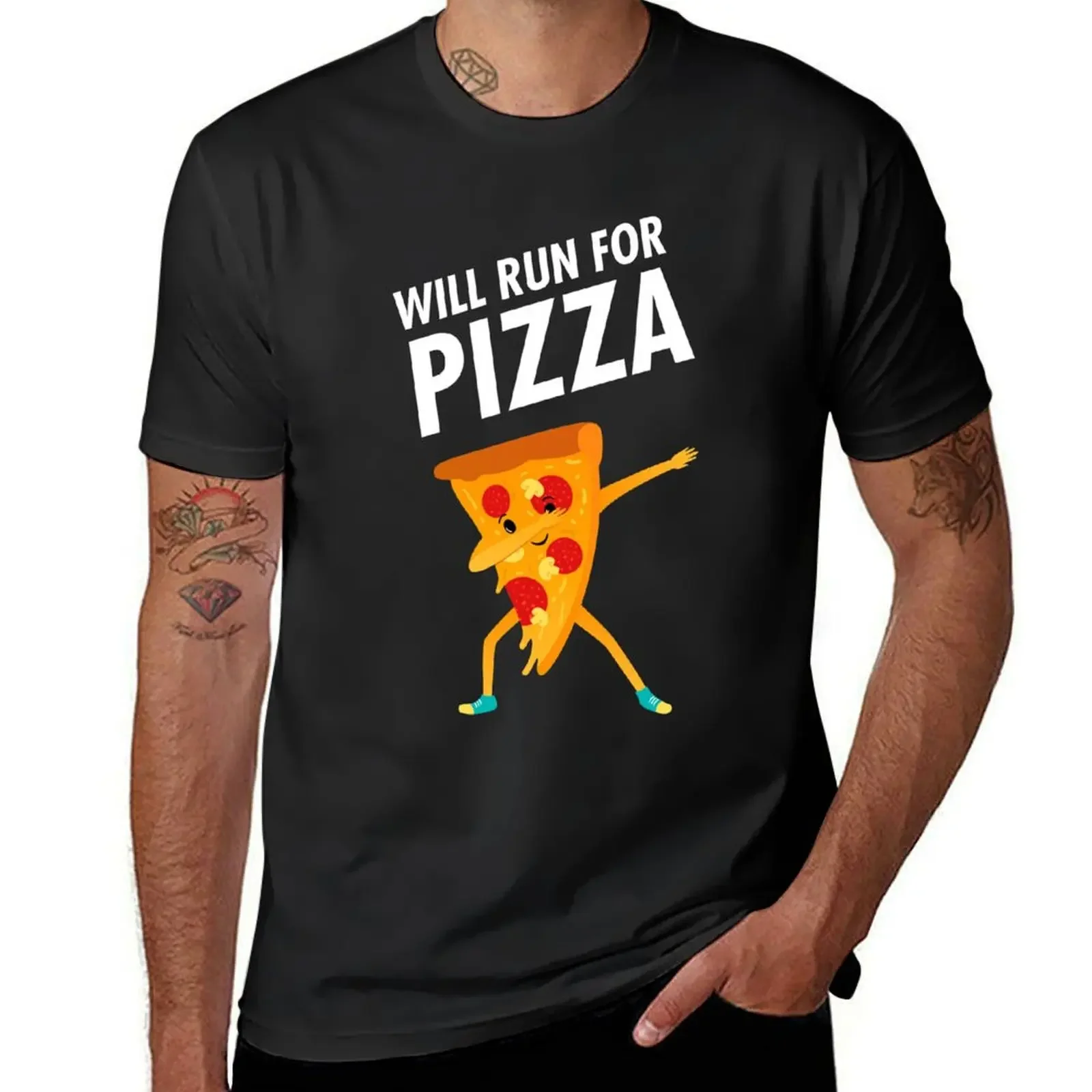 Will Run For Pizza - Dabbing Dab Dance Pizza - Running Marathon Workout Fitness Slogan T-Shirt quick-drying men t shirts