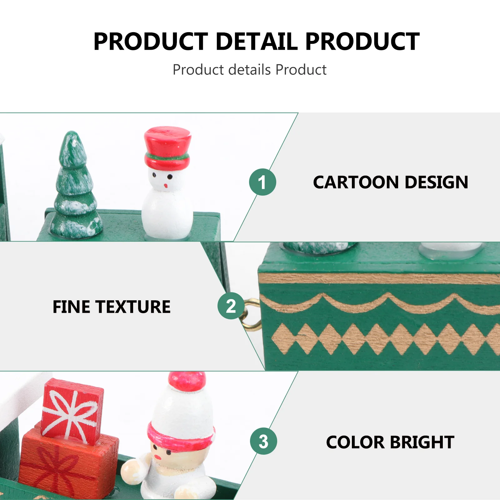 

Christmas Wooden Train Ornament Four Carriages Cartoon Design Xmas Desktop Decoration Festive Party Ornament Tabletop Adornment