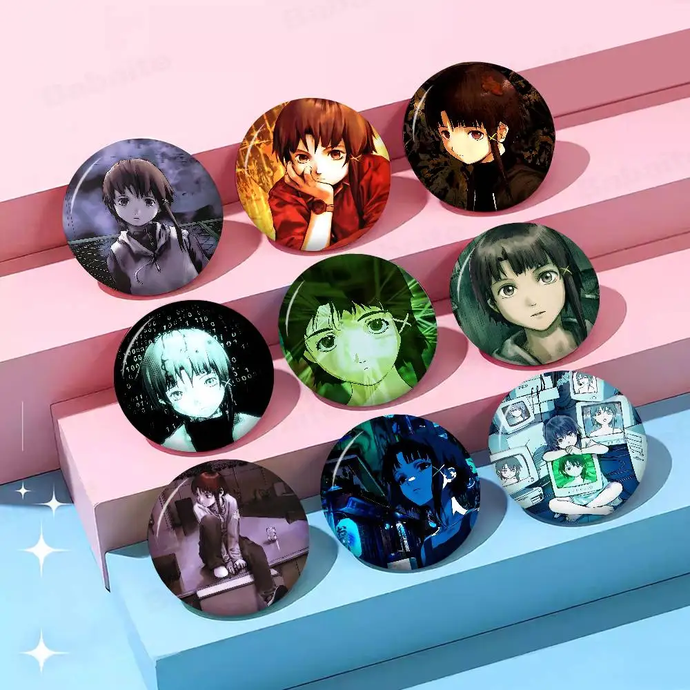 Anime Serial Experiments Lain Anime Button Pin Handmade Brooch for Clothes Cartoon Badge Backpack Decoration Jewelry Accessories