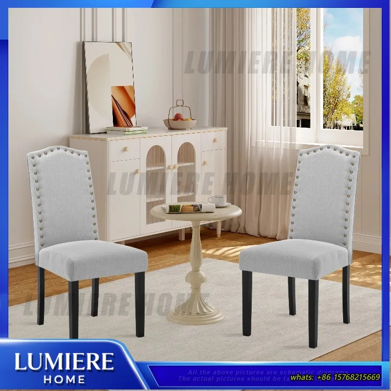 

2pcs Set High Back Dining Chairs Upholstered in Velvet or Linen for Kitchen Restaurant Living Room Hotel Modern Design