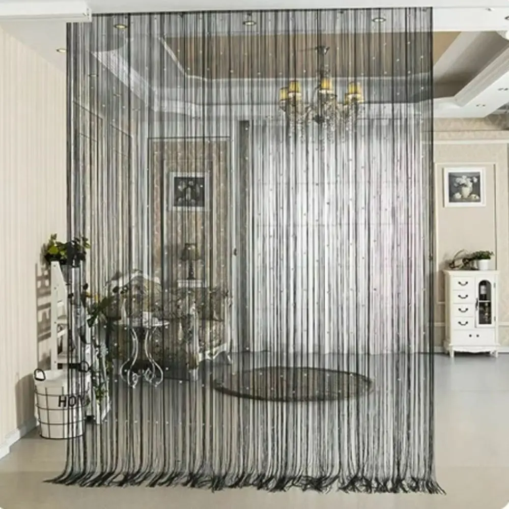 

Retro Shiny Crystal Beads String Curtain Solid Color Room Divider Door Curtain 1*2M Elegant Tassel Window Curtain Home Decor