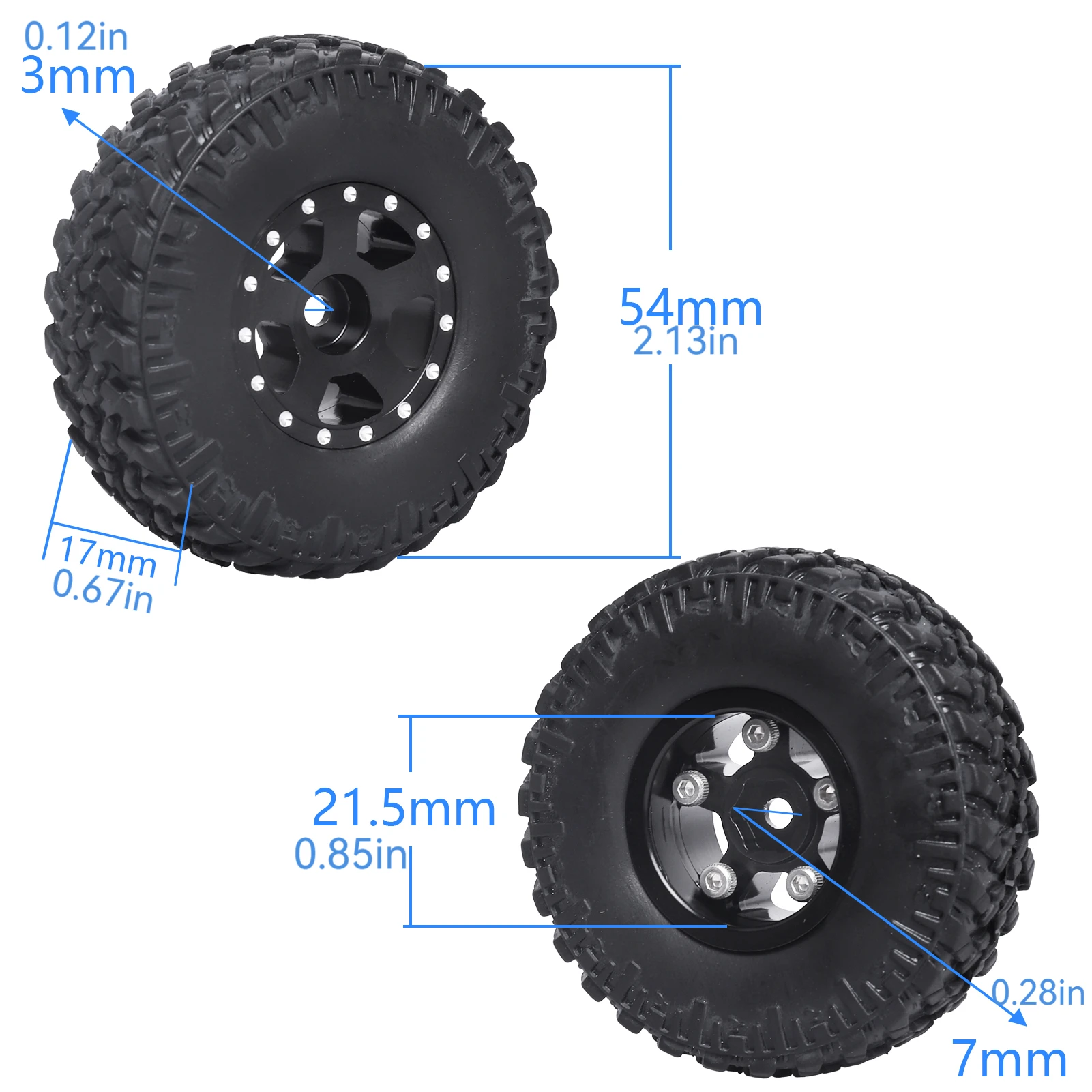 HobbyPark 1.0 Beadlock Wheels and Tires for 1/24 Axial SCX24 Gladiator Deadbolt Bronco C10 JLU CRC B-17 Betty Chevy AX24 Upgrade