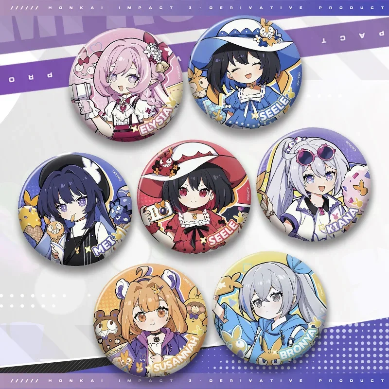 Anime Badge Honkai Impact 3 Elysia Bronya Zaychik Kiana Kaslana Raiden Mei Seele Vollerei