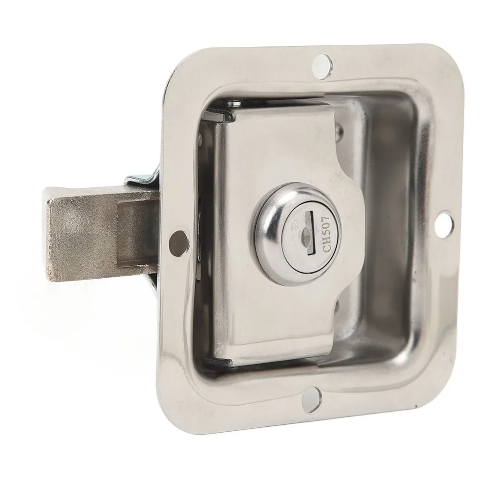 

82*82mm Tool Box Handle Latch 304 Stainless Steel Mirror Polishing Flush Mounted Latch 2 Keys Included Heavy Duty