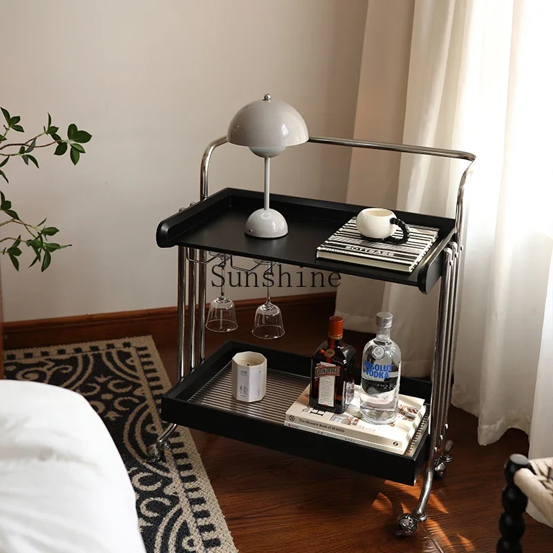 Fuzhong antique trolley movable coffee table living room sofa table bedside table simple shelf