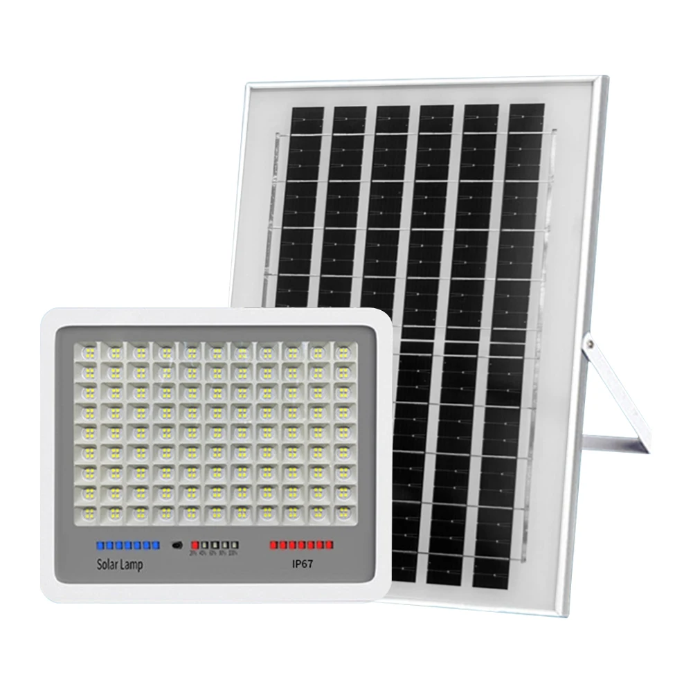 

Solar Powered LED Flood Light Auto-On Outdoor Security Lights Multi Modes Outside Spotlights Remote Control for Garden Courtyard