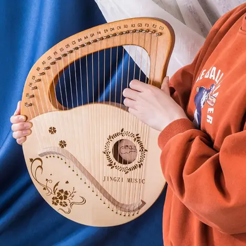 Solid Wood Lyre Harp 16/19/21/24/32 Strings Beginner Exercise Harp Portable Lyre Professional Musical Instruments for Adults