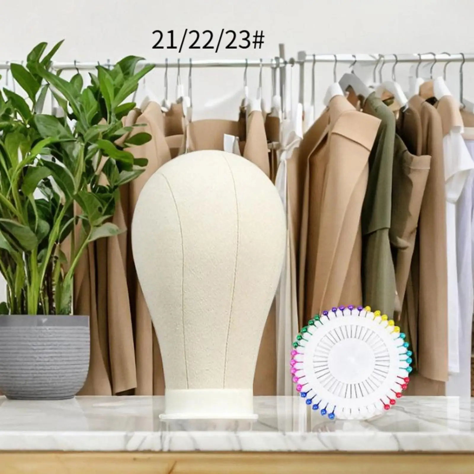 

Canvas Block Head Styling Head Wig Holder Stable Included 40 Pins Mannequin Head