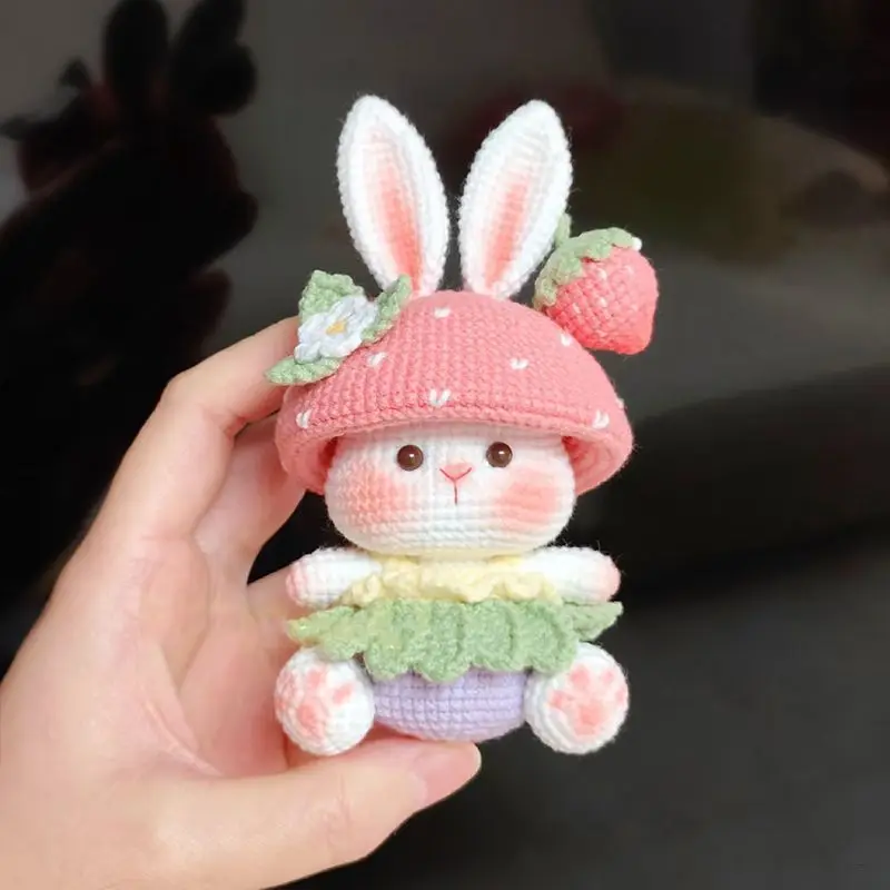 Creative Cute Strawberry Rabbit Doll DIY Material Pack Relieves Stress Handmade Hook Weaving Key Pendant Children'S Gift