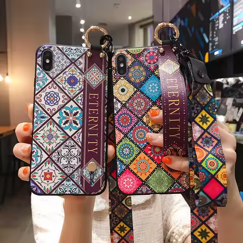 For Samsung S25 S24 S23 S22 Plus Ultra S21 S20 FE A55 54 35 15 52 53 73 25 Vintage Crossbody Lanyard Wrist Strap Holder Cover