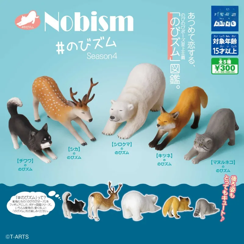 

Kawaii Japan Gashapon Figurine Anime Stretching Animals P4 Fox White Bear Cat Dog Doll Miniature Model Cute Capsule Toys Gift