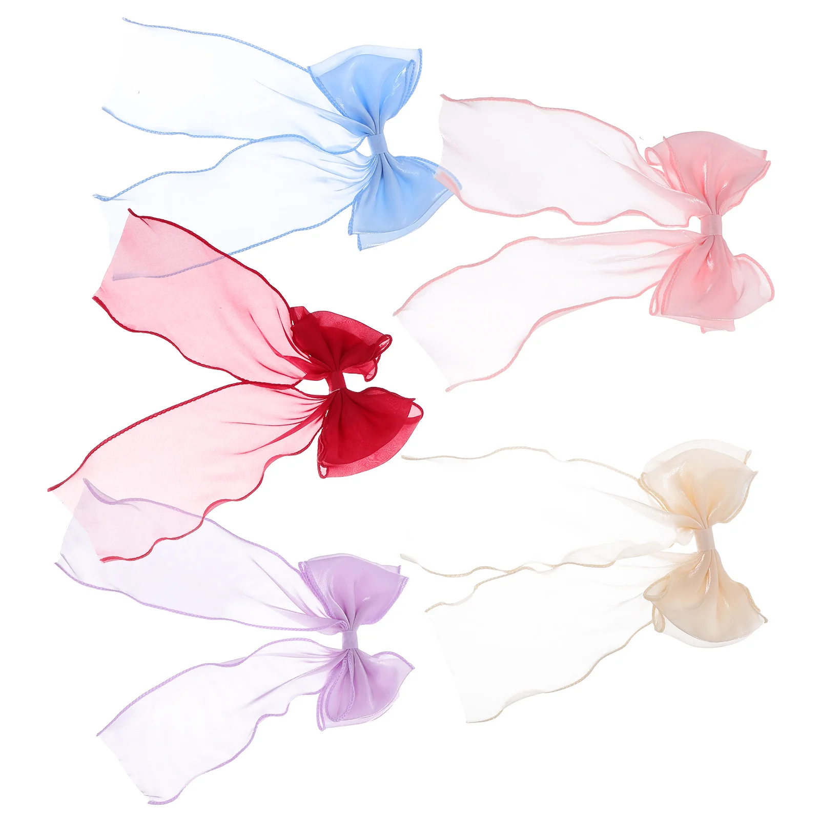 

5pcs Women Tulle Bow Hair Clips Long Tails Mesh Fabric Bowknot Barrettes Stylish Ribbon Hair Accessories Large Soft Lightweight
