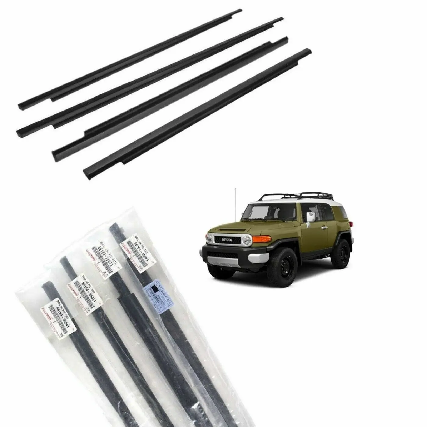 2007-2014 For Toyota FJ Cruiser Door Belt Molding Weatherstrip (FRONT & REAR SET)