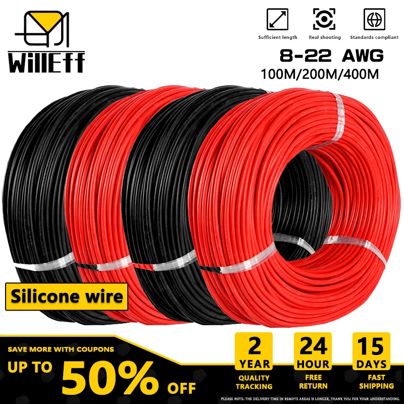 400m/Roll Silicone wire led electronic wire Flexible cord car Motorcycle Silicone cable Speaker audio Electric extension wire