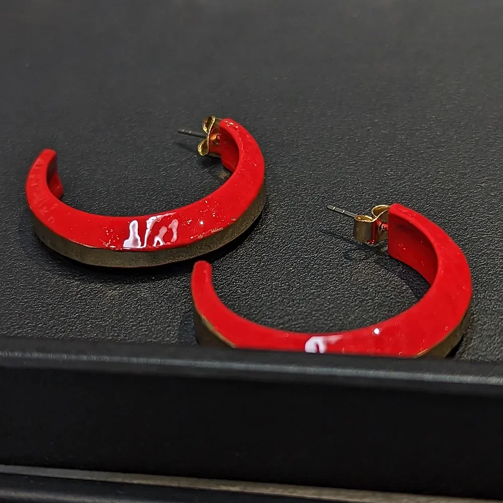 Fashionable Red Crescent Design Earrings