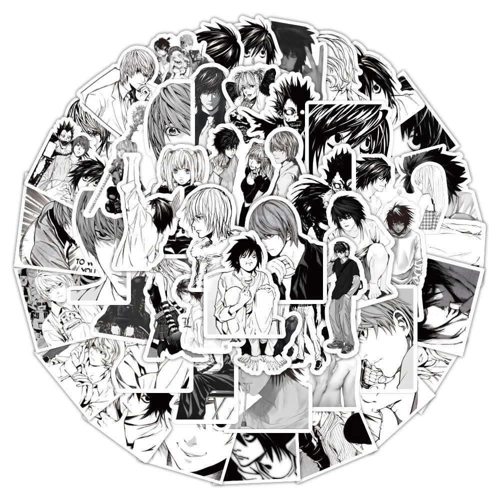 10/30/60pcs Black White Death Note Anime Stickers Yagami Light L MisaMisa Cartoon Decals Laptop Phone Cup Cool Graffiti Sticker