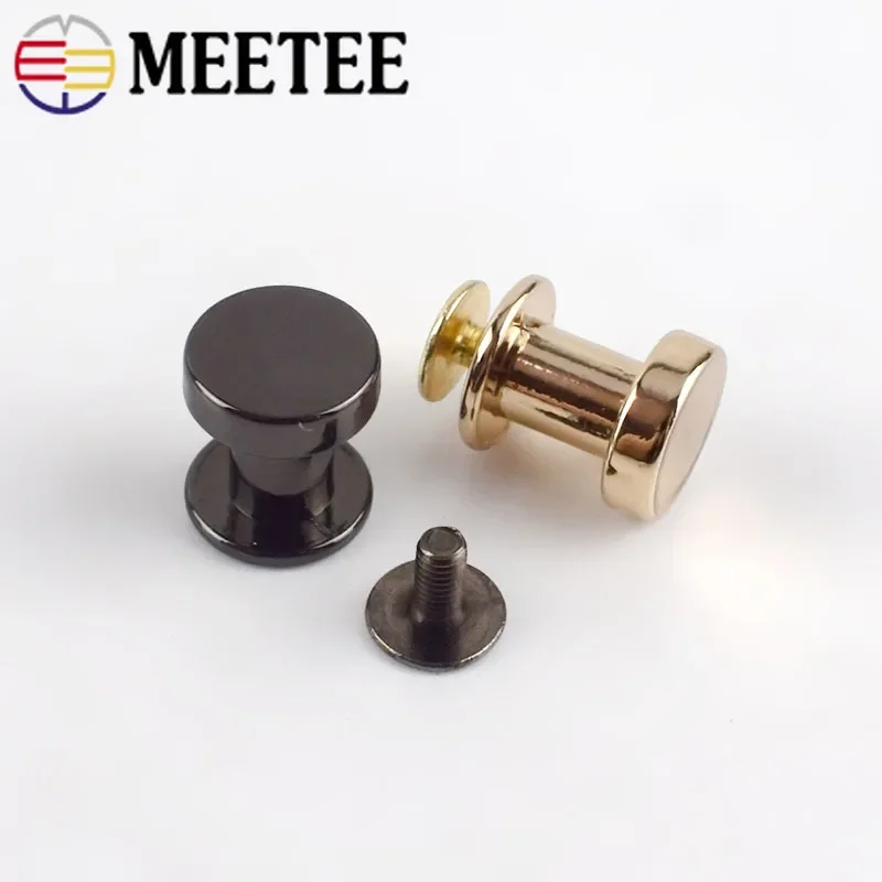 Meetee 10/20pcs 11/13/15mm Flat Head Screws Nail Rivet Buckle Bags Strap Decor Foot Screw Nails Clasp DIY Hardware Accessories