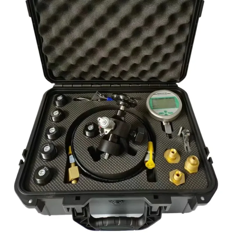 Hydraulic Nitrogen Accumulator Charging Kit w/ 80MPA/12000PSI Digital Gauges UNF7/8 G1/4 Nitrogen Pressure Test System Fill kit