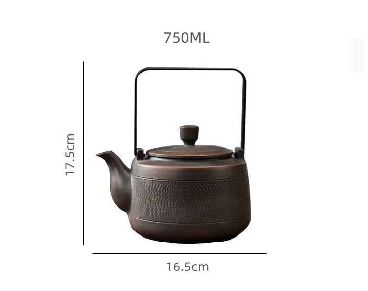 750ML Purple Pottery Teapot Tea Maker Single Pot Large Size Pure Manual  Ceramic Large-capacity Teapot Lifting Beam Pot