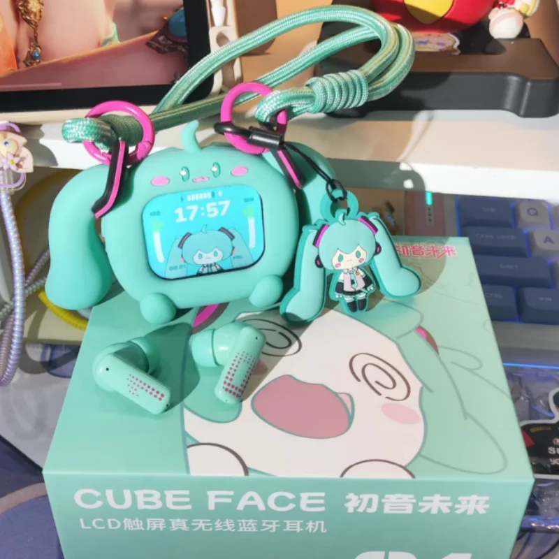 初音ミクアニメ周辺機器タッチスクリーンインタラクティブワイヤレス-bluetooth-ヘッドセットキューブフェイス液晶ギフトボックス女の子のおもちゃ誕生日ギフト