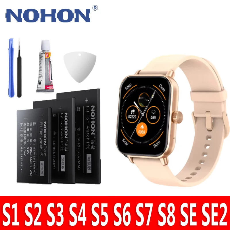 NOHON for Apple Watch Battery Ultra 8 7 6 5 4 3 2  SE Lithium Polymer Battery for iWatch Battery S8 S7 S6 S5 S4 LTE GPS S3 S2 S1