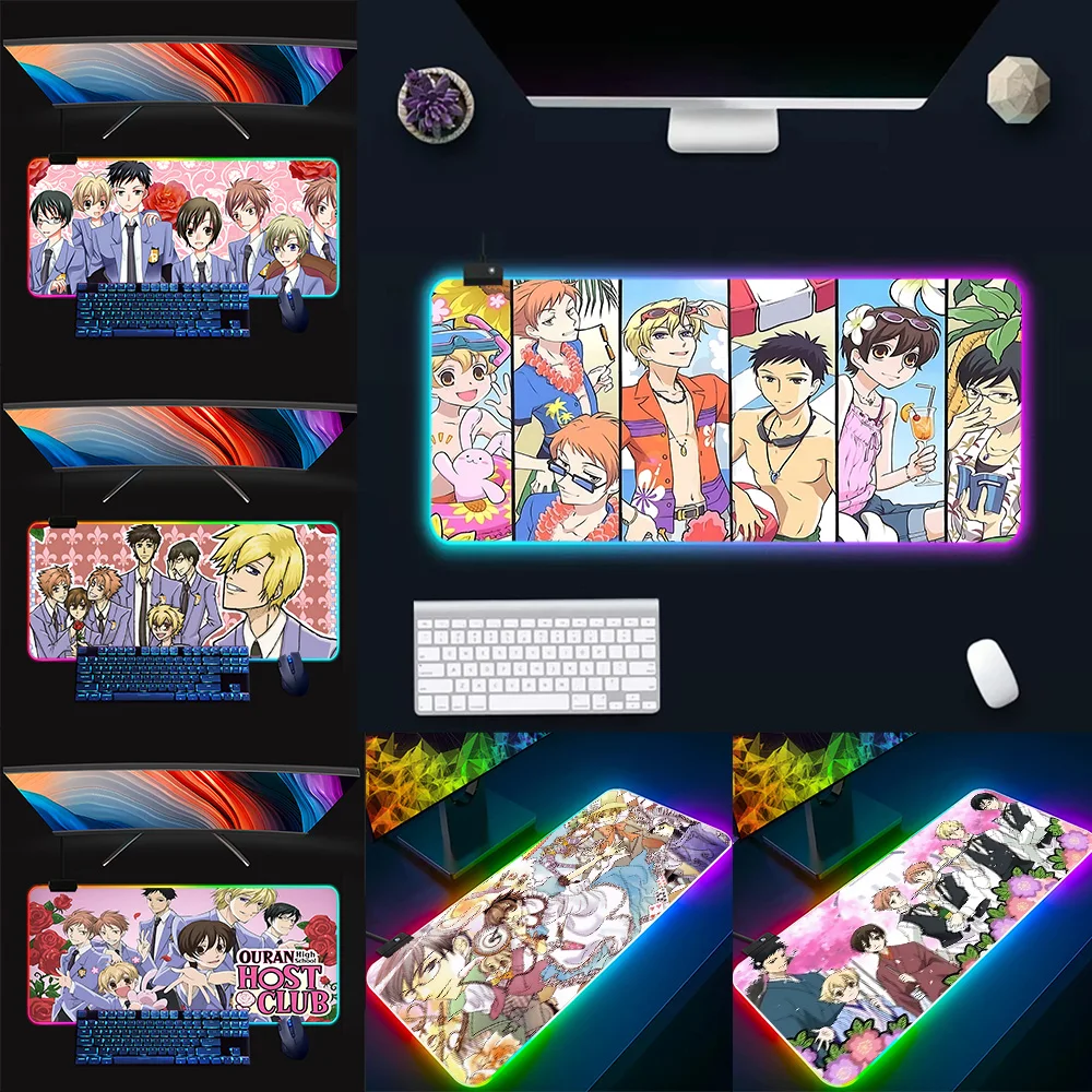 Ouran High School Host Club RGB Pc Gamer Keyboard Mouse Pad Mousepad LED Glowing Mouse Mats Rubber Gaming Computer Mausepad