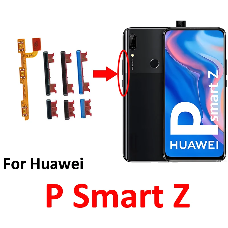 

Для телефона Huawei P Smart Z Новая кнопка регулировки громкости включения выключения вверх и вниз Клавиша управления Внутренний гибкий кабель Часть для P Smart Z