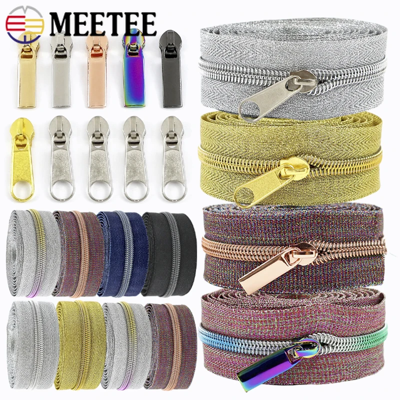 

2/5M 5# Nylon Zipper With Zippers Slider Puller For Sewing Bag Zips By Meters Coil Zip Head Repair Kits DIY Clothing Accessories